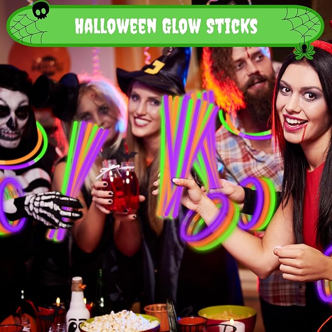 Green Orange Purple Glow Sticks Toys Gifts for Kids 72 PCS, Light up Party Favors Supplies Accessories for Adults, Non Candy Treat Gift Bag Stuffers, Classroom Carnival Games Prizes for Boys Girls