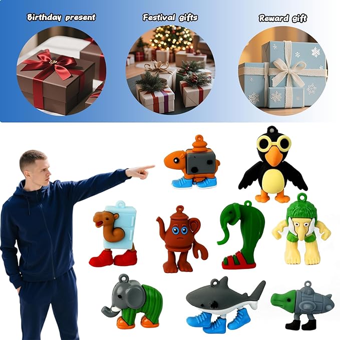 24PCS Tralalero Tralala Action Figure,TNG TNG Sahur Meme Unique Action Figures Decorations Gifts,Meme Shark Figures Toys 2.5in, Easter Basket fillings
