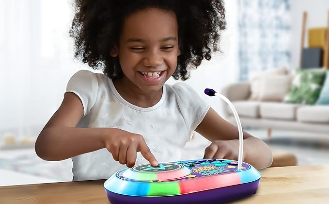 eKids Karmas World DJ Party Mixer Turntable Toy with Built in Microphone for Kids, for Fans of Karmas World Toys for Girls