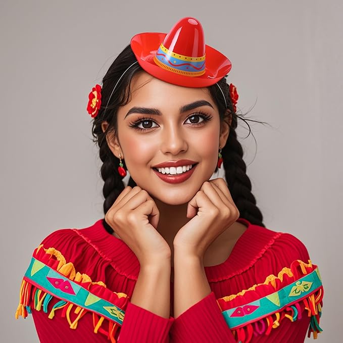 Tlswshsy Mini Mexican Plastic Sombreros, Cinco de Mayo Plastic Sombrero Hat,Sombrero Top Hat Accessories for Decoration