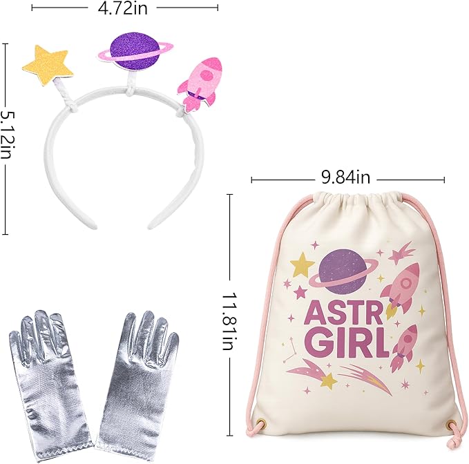 Kids Astronaut Costume Set for Girls – Space Costume Dress with Accessories for Halloween, Career Day & Dress Up Play