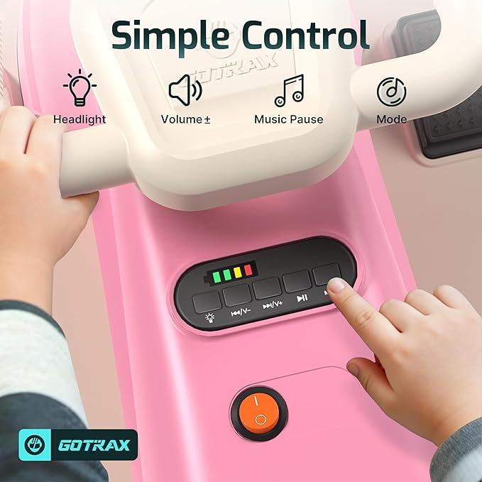 Gotrax WG1 Electric Wiggle Car for Kids, 12V Big Battery up to 120Min Playtime, Music Speaker &Rear Flash Wheels, Battery Display & Easy Assembly w/Pedal Throttle, Crazy Cart Gift for Ages 3+, 132Lbs