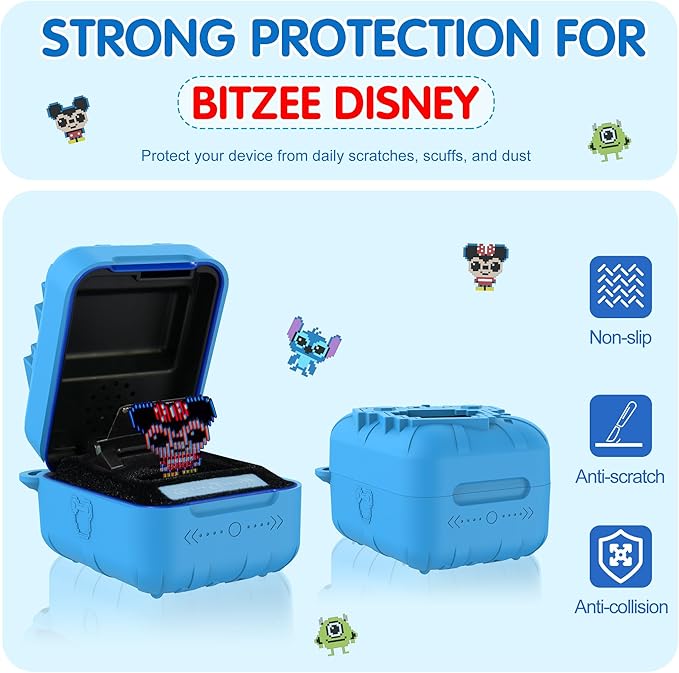 Silicone Case for Bitzee Disney Interactive Toy, Anti-Scratch, Washable, Shockproof Silicone Protective Cover for Bitzee Disney Interactive Toy Accessories with Lanyard - Blue