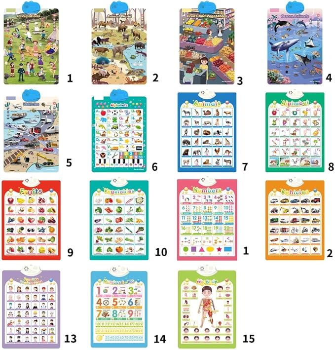 Interactive Educational Wall Chart Talking Toy for Toddler Early Learning Water and Safe Use English Learning