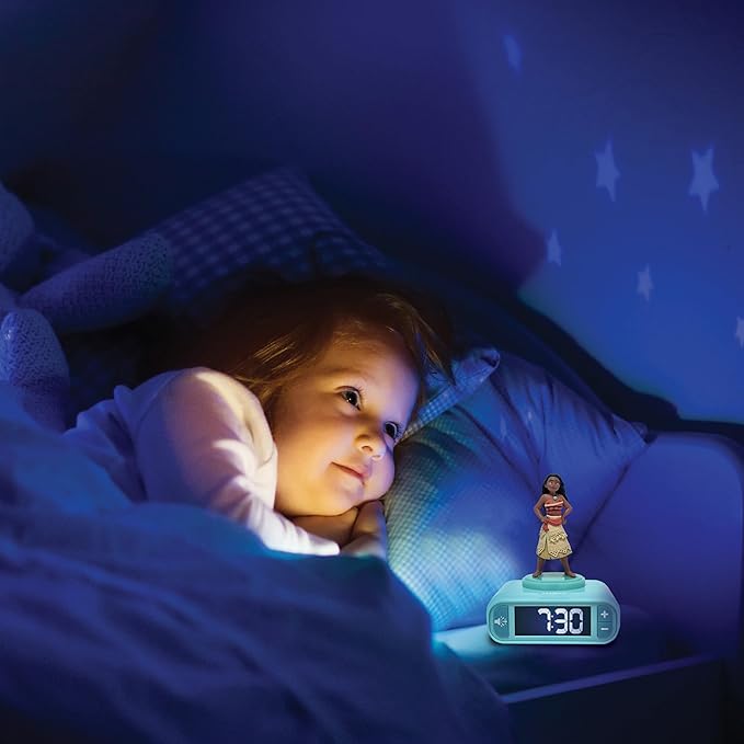 LEXiBOOK, Moana, Moana Nightlight Alarm Clock, Sounds and Melodies, Backlit LCD Screen, Luminous, Snooze, RL800VN