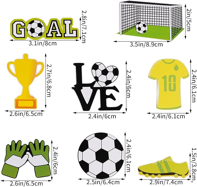18 Pieces Soccer Cake Topper Decorations Soccer Ball Cupcake Topper Soccer Player figure for Soccer Birthday Party Sport Party Football Theme Party Supplies for Men Boy