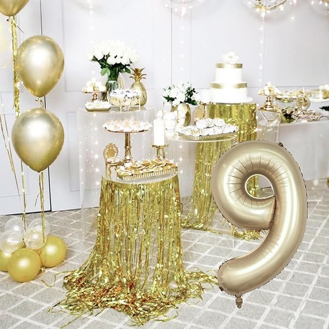 Light Gold Purple Number 9 Balloon, 40 Inch Metallic Gold Foil Number Balloons Set 0-9 for Boys Men, Globos de Numero 9 Helium Balloon for 9th Age Girls Birthday Anniversary Party Decorations Supplies