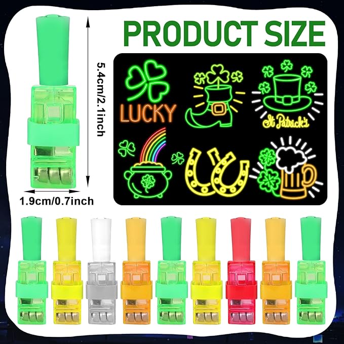 36Pcs St. Patrick's Day LED Finger Lights Shamrock Gold Coin Party Favors Glow in the Dark Light Up Finger Lights Themed Toys Bulk for Birthday Party Goodie Bag Stuffer Birthday Gifts Classroom Prize