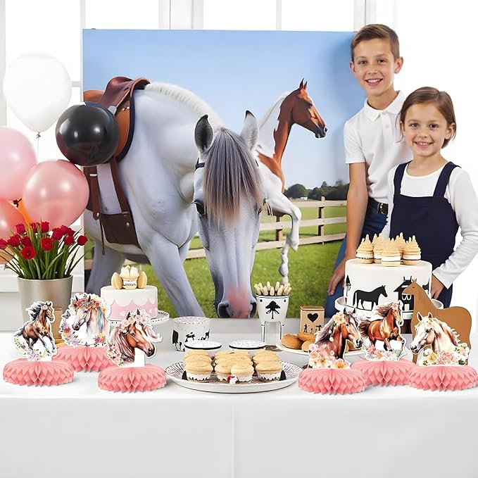 9 PCS Cowgirl Party Decorations,KSKSPE Cowgirl Honeycomb Centerpieces for Tables Centerpieces,3D Cowgirl & Horse Theme Party Decor Supplies Boys Girls