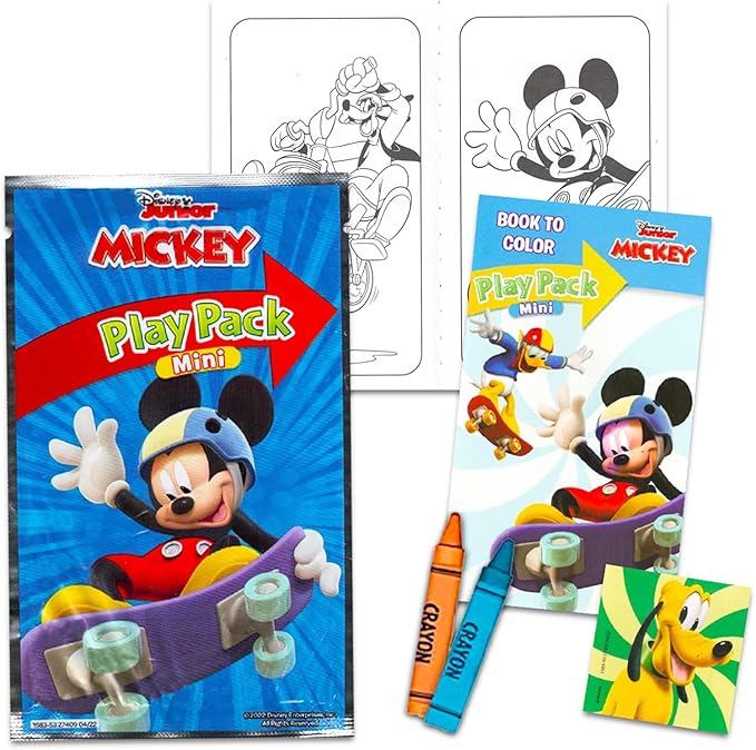 Disney 8 Pc Mickey Mouse Mini Party Favors Set - Bundle with 8 Mickey and Friends Play Packs | Mini Coloring Books, Stickers, and Goodie Bags (Mickey Birthday Party Supplies Decorations)