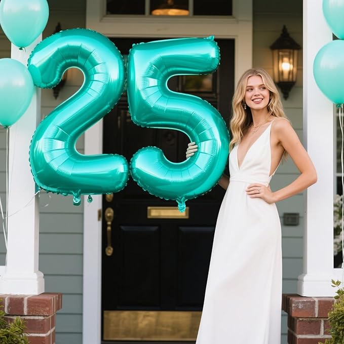 40 Inch Teal Blue Balloon Number 5 Balloon Jumbo Mylar Foil Helium Balloon for 15 25 35 50 Big Giant Jumbo Huge Foil Mylar Balloons 55th 65th Birthday Balloons Men Women Party Decorations