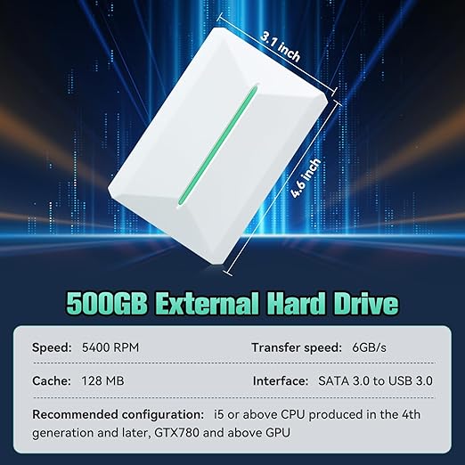 Retro Game Console Hdd 500GB, Plug and Play Video Game Console with Built in 38291 Game, Emulator Console Compatible with 50 Game Emulators, Playnite&Retrobat 2 Game Syatem in 1