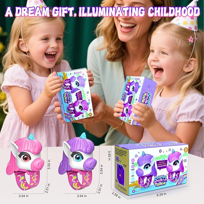 Kids Walkie Talkies for Girls Toys, 2 Pack Pink Unicorn Wrist Walkie Talkies Watch for Age 3-8 Toddlers 3 4 5 6 7 8 9 10 Year Old,Long Range Radio Camping Gear Outdoor Hiking Toys Birthday Gifts