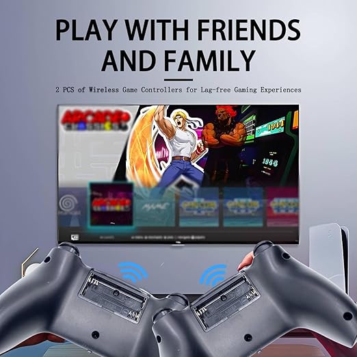 Wireless Retro Game Console Nostalgia Plug and Play Video Game Console 4k,40000+ Video Games 128GB Built in 40+Emulators Console,2.4G Wireless Controllers
