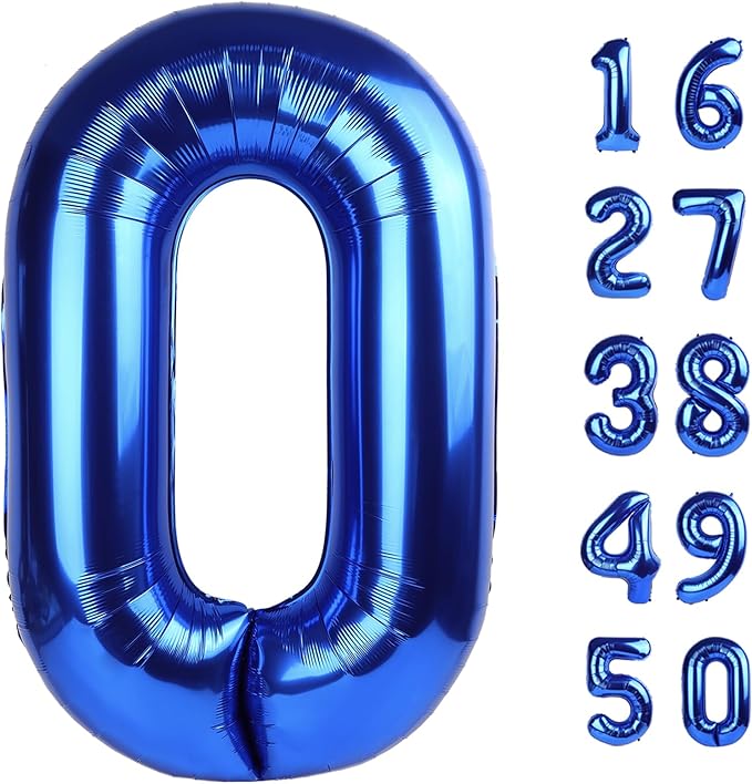 40 Inch Giant Number 0 Balloon Navy Blue Foil Balloons for 10th 20th 30th 40th 50th 60th Birthday Decorations, Baby Shower Party Supplies 100 Anniversary Events Decorations