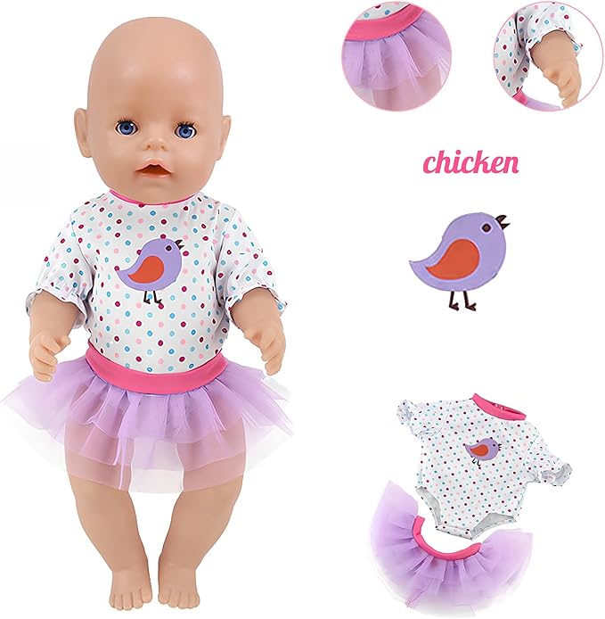 14-18 Inch Baby Doll Clothes 5 Sets Accessories Dress with Hats Socks for New Born 43cm Toy Baby Doll 14-16 Inch/15 Inch/18 Inch/Girl&Boy