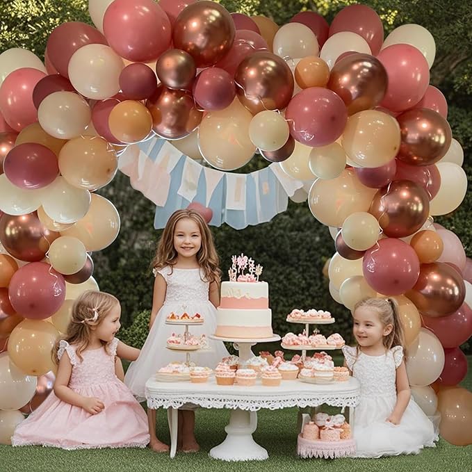 CVPARTON Retro Blush Pink Balloons 55 Packs 12 Inch Dusty Pink Metallic Chrome Rose Gold Nude Ivory White Balloons for Birthday Girls Boho Baby Shower Bridal Shower Wedding Themed Princess Party
