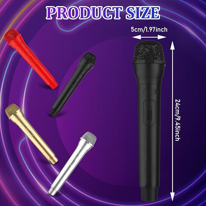 12 Pcs Microphone Prop Play Plastic Toy Microphone Fake Microphones Prop Simulate Speech Practice Plastic Realistic Micro-phone Fake Micro-phone Stage for Boys Girls Costume Music Party Favors