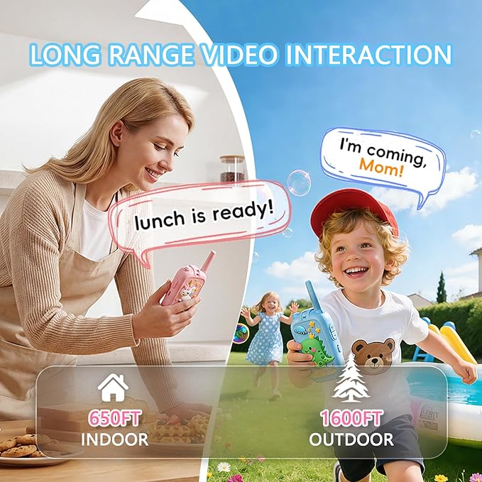 Video Walkie Talkies for Kids, Kids Walkie Talkies with Screen & Voice Changer,1000 Feet Range, 2 Pack Rechargeable Walkies Talkies for Indoor Outdoor Games, Camping, Hiking for Boys Girls