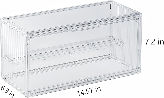 Acrylic Display Case for Collectibles ,2 Layer Adjustable Figure Display Case with Magnetic Door ,Clear Stackable Display Box for Collectibles,Toy, Figures Showcase