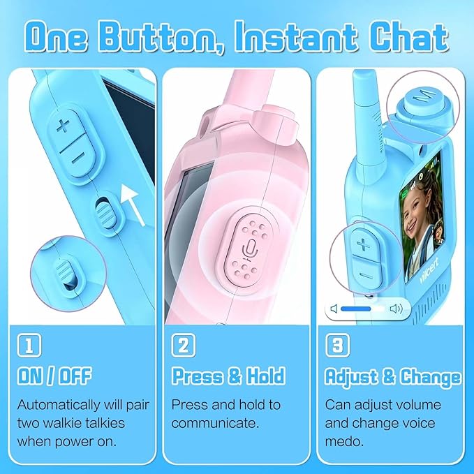 𝟮𝟬𝟮6𝗡𝗲𝘄 Kids Video Walkie Talkie, Upgraded Version 2 Pack Rechargeable Kids Video Walkie Talkie, Indoor Outdoor Family Toy, Camping, Hiking, Suitable for Boys and Girls