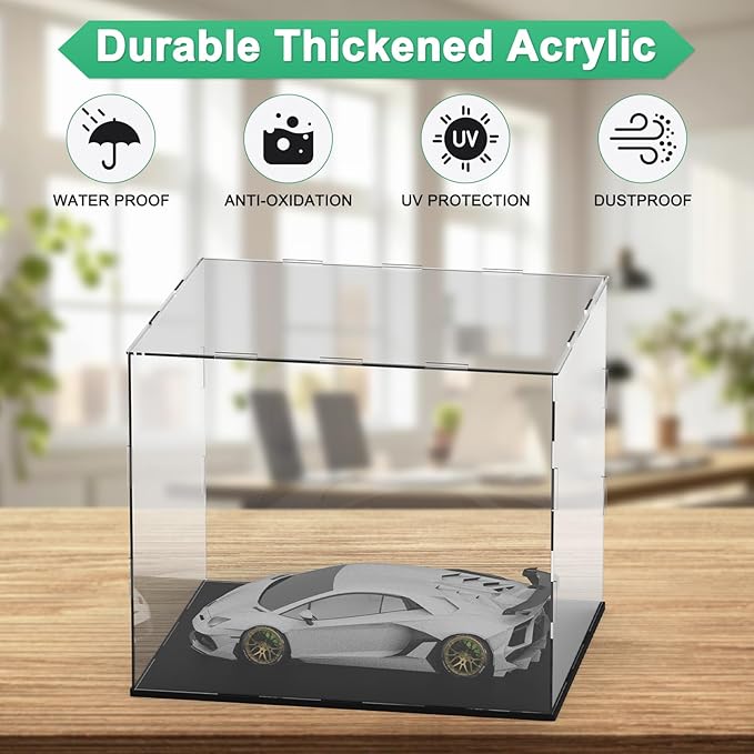 Clear Acrylic Display Case, 12 x 10 x 10 Inch Assemble Clear Acrylic Display Box Dustproof for Action Figures/Model/Statues/Collectibles/Doll/Toys/Home Storage