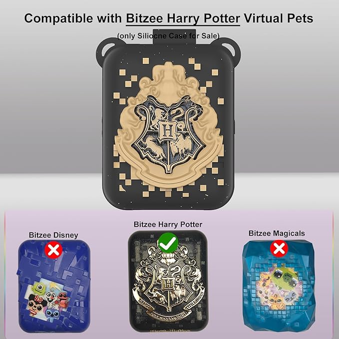 JCHPINE Silicone Cover Case for Bitzee Harry Potter Interactive Digital Pet, Protective Cover for Harry Potter Bitzee Pets Accessories (Black)