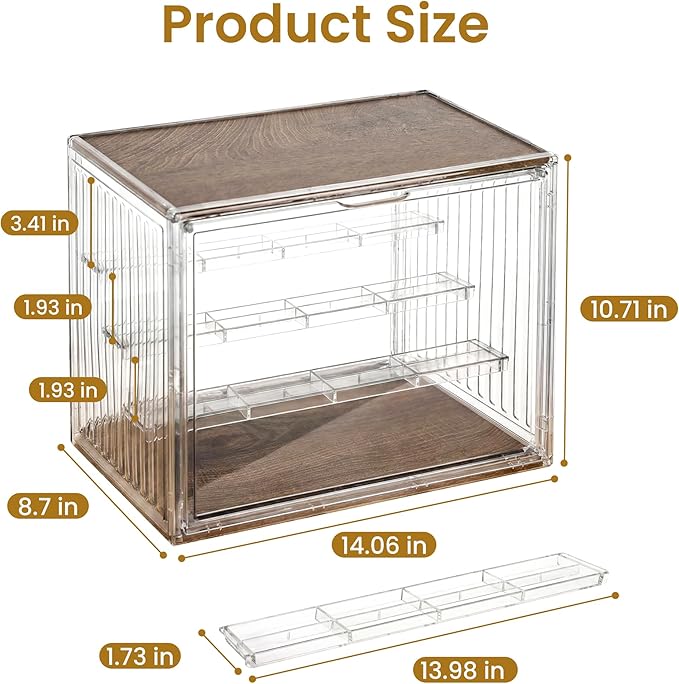 Acrylic Display Case for Collectibles, 4-Tier Clear Display Box with Removable Shelves, Stackable Organizer with Magnetic Door for Figures, 1 Pack