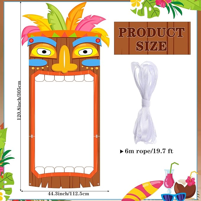 Namalu Hawaii Luau Party Decorations Tiki Totem Porch Banner Door Decoration for Photo Prop Backdrop Tropical Summer Aloha Birthday Party Supplies