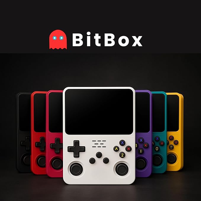 BitBox R36S ArkOs Authentic Retro Handheld Arcade Console - Built-in 20,000 Games & 64GB, 3.5 Inch IPS Screen, Ready to Play! (Black (Transparent))