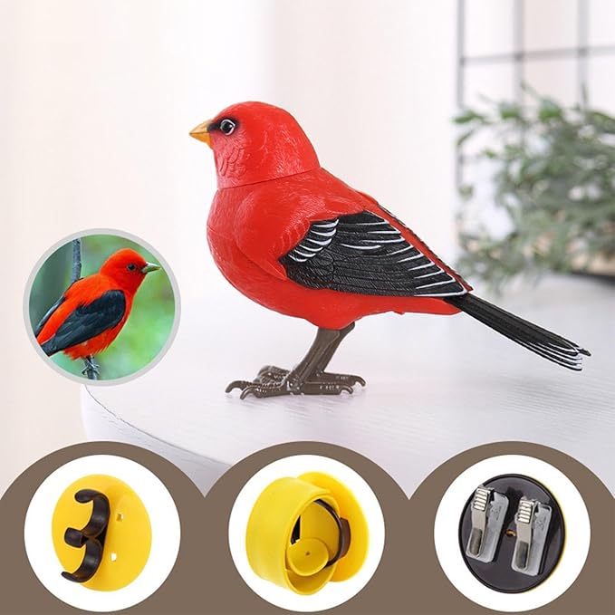 Robot Bird - Electric Singing and Chirping Toy, Simulates Realistic Bird Sounds, Battery Operated for Home Decoration, Light & Voice Control