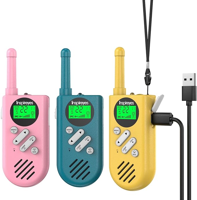 Walkie Talkies for Kids Rechargeable,Toys for Boys and Girls Ages 3-12, 3 Pack Long Range 2-Way Radios, Birthday Gifts,Christmas Stockings, Outdoor Play, Family Games, Hiking Camping Gear