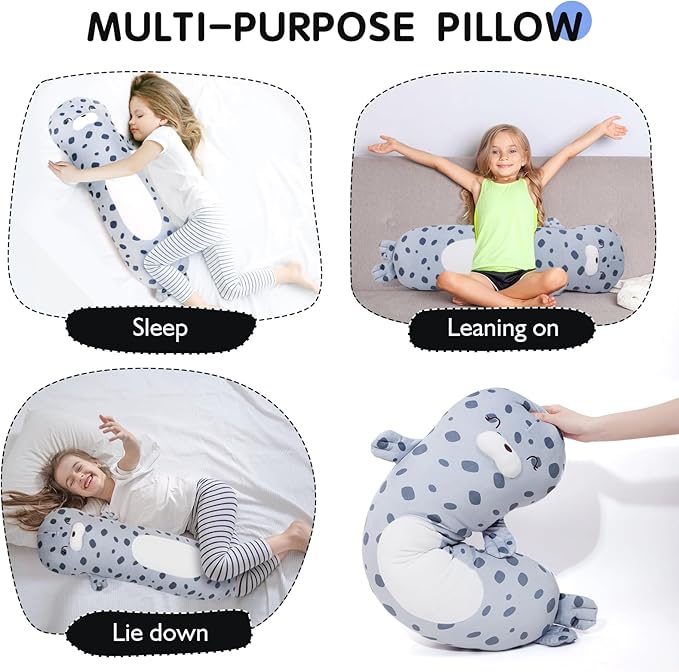 22inch Large Ocean Seal Stuffed Animals Body Pillow, Big Chubby Seals Blob Plush Toy Plushy Long Gift for Boys Girl Birthday
