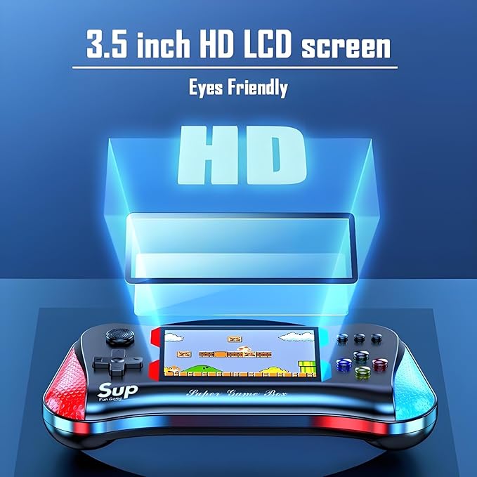 SUP Retro Handheld Game Console, 500 Classic Games, 3.5'' LCD Screen Handheld Video Game Console, Support 2 Players and TV Connection, Perfect for Travel, Great Gifts!