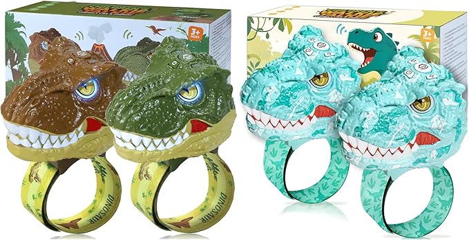 Vvinca Walkie Talkies for Kids 4 Pack Dinosaur - Toys for Boys Age 3-12 T-Rex Adjustable Strap Long Range Clear Sound Dino Outdoor Camping Gears Christmas Stocking Stuffers Birthday Gifts