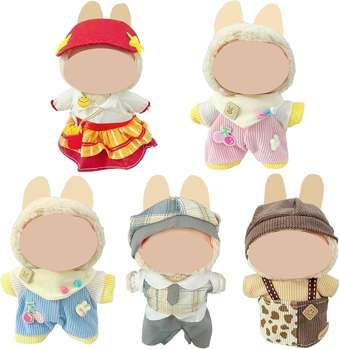 Clothes for Doll, 5 Pack Doll Outfits for 17cm Doll, Perfect for Play and Display, Accessories for Doll's Collectors, (No Dolls) (Set 2)
