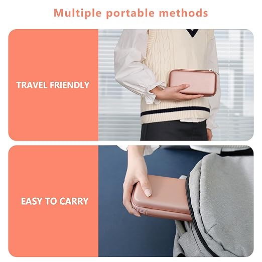 Supmay Carrying Case for GAMPLAE Handheld Game for Kids, 258 Retro Video Games Portable Gaming Player Storage Holder Travel Bag with Mesh Pocket for 3 Game Cards, Earphone,USB Cable, Rose Gold