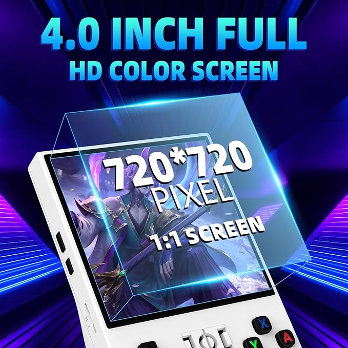 R36MAX Retro Gaming Console, 4.0 Inch Handheld Game Console with 64GB Classic Video Games Inchluded,Support 30+ Simulators,Hand Held Game Console for Christmas (White)