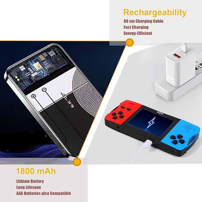 Handheld Games for Kids with Built-in 100+ Classic Retro Games, 3.2" IPS Screen Portable & Rechargeable Arcade Gaming Player,Travel Toys Birthday Gift for Boys Girls