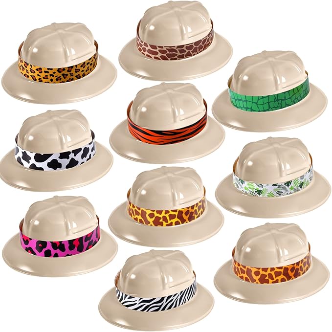 Haysandy 30 Sets Safari Party Hats - Jungle Explorer Adventure Helmet Hats with Stickers Costume for Kids Boys Girls Decoration Birthday Party Supplies