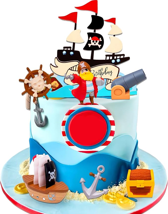 Pirate Birthday Cake Decoration Pirate Birthday Party Supplies Treasure Chest Cake Decoration Pirate Cupcake Picks Pirate Ship Cake Decoration Treasure Hunt Cake Decor