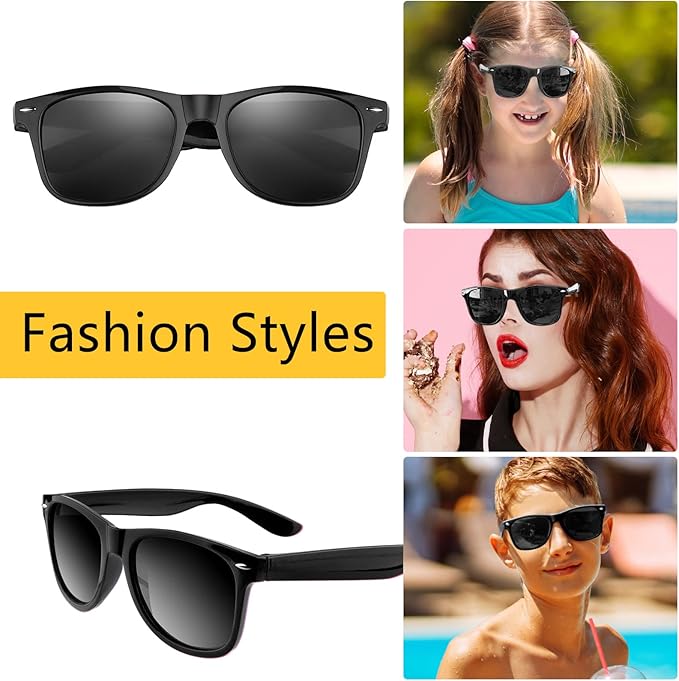TUPARKA 12 Pack Sunglasses Neon Colors Sunglasses Party Favors Goody Bag Fillers Bulk for Birthday Party Beach Pool Party, 12 Colors (Black)
