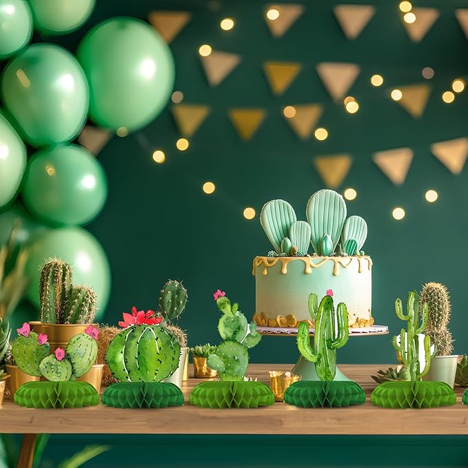 12 Pack Cactus Table Decorations - Cactus Party Decorations for Kids' Birthday and Baby Shower - Cactus Table Toppers