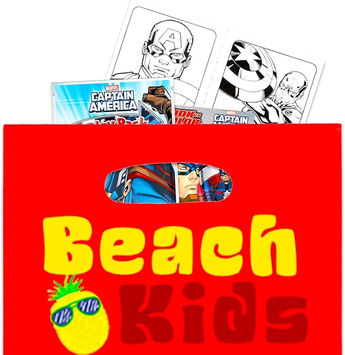 Marvel Captain America Mini Party Favors Set for Kids - Bundle with 24 Mini Captain America Grab n Go Play Packs with Coloring Pages, Stickers and More (Avengers Birthday Party Supplies)