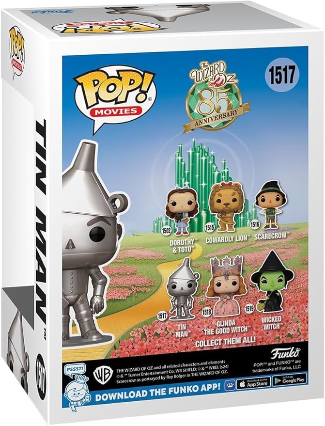 POP Movies: The Wizard of Oz 85th Anniversary - Tin Man Funko Vinyl Figure (Bundled with Compatible Box Protector Case), Multicolor, 3.75 inches