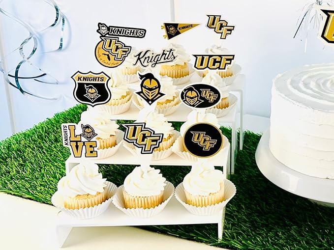 University of Central Florida Cupcake Topper Party Supplies for UCF Football, Birthday, Graduation Party Decorations (24 Pieces) (UCF Knights)