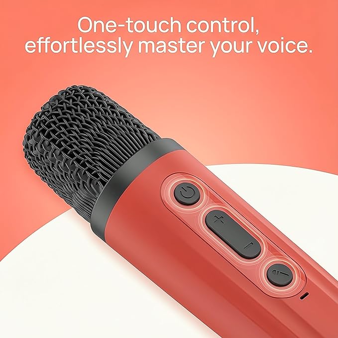 Kids Karaoke Machine with 2 Wireless Microphones - Portable Bluetooth Singing Speaker with AI Voice Changer, LED Lights, Built-in Mic & Carry Handle | Best Birthday Gifts for Girls Boys Ages 3-12