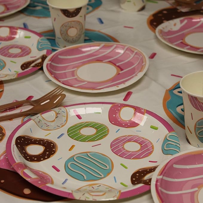 Blue Orchards Donut Table Covers (Pack of 3) - 54"x108" XL - Birthday Decorations, Donut Table Covers, Donut Tablecloth, Donut Themed, Donut Grow Up Too Fast Party