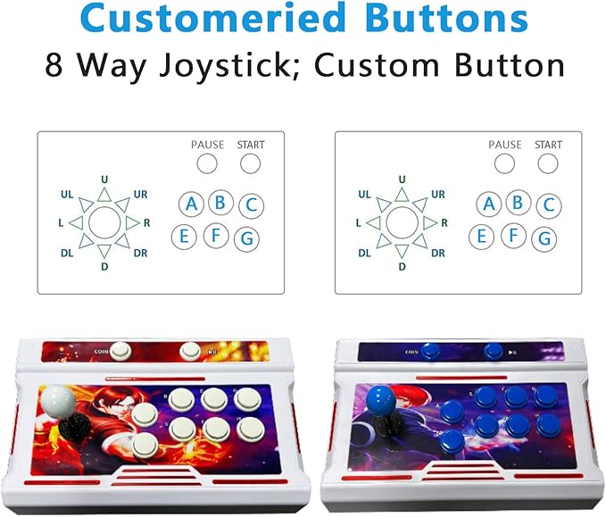 FVBADE[32000 Gamesin 1 78sPandora Box Arcade Game Console Bluetooth Function Compatible PC & Projector & TV,3D Games 4 Players Category Favorite List Save/Search/Hide/Pause/Delete Games
