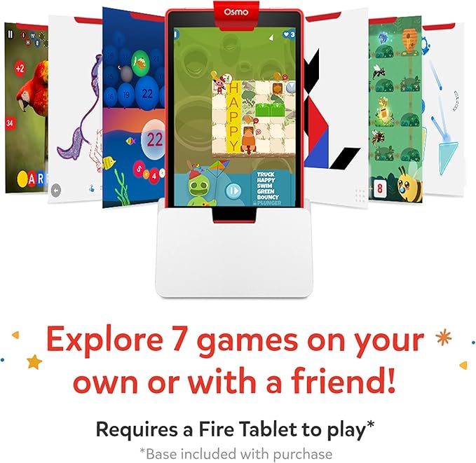 Osmo - Genius Starter Kit for Fire Tablet - 7 Educational Learning Games - Ages 6-10 - Math, Spelling, Creativity & More - STEM Toy Gifts for Kids, Boy & Girl (Fire Tablet 7 Games)